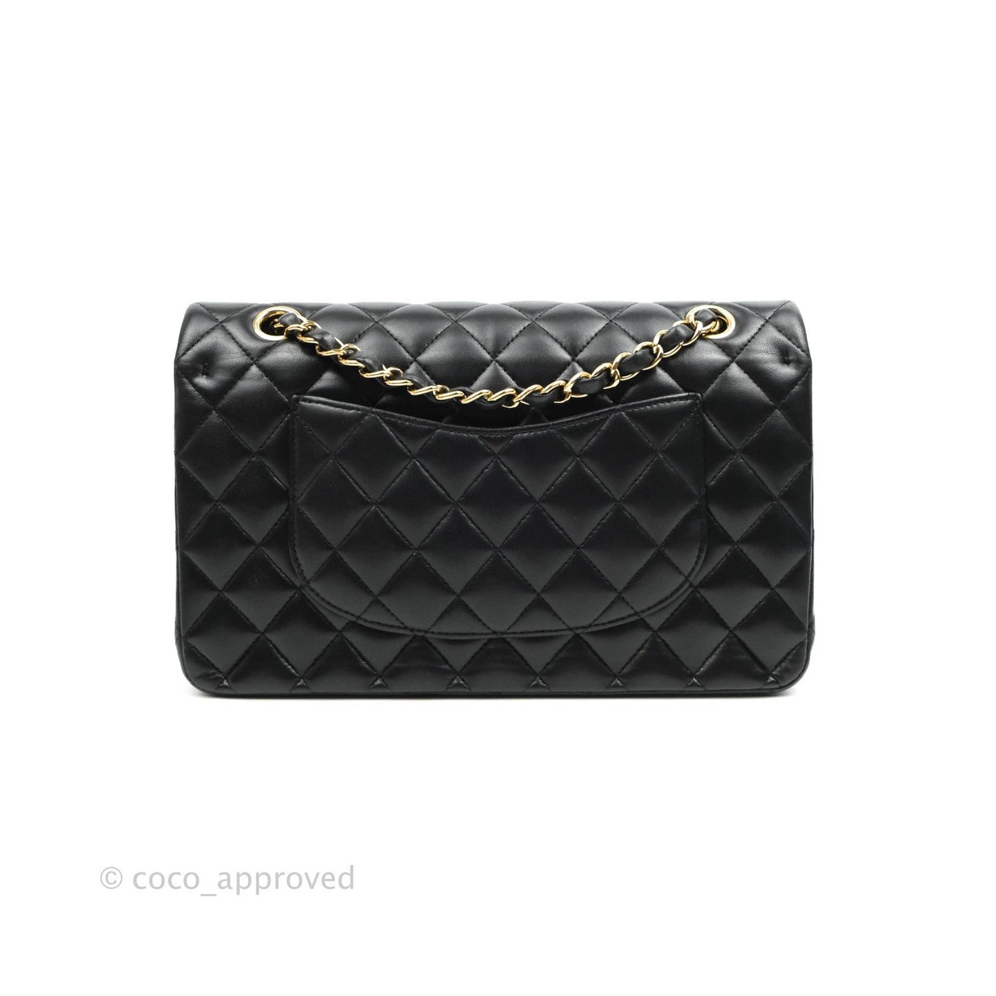 Chanel Classic M/L Medium Double Flap Black Lambskin Gold Hardware