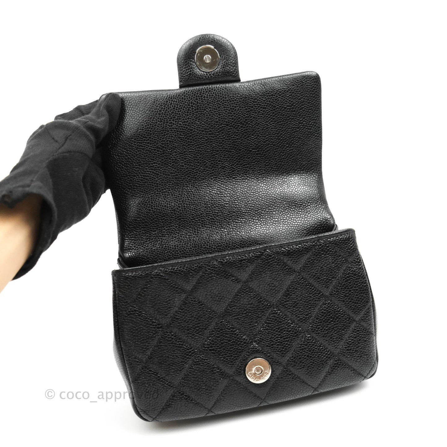 Chanel Quilted Mini Square Flap Bag So Black Caviar Incognito