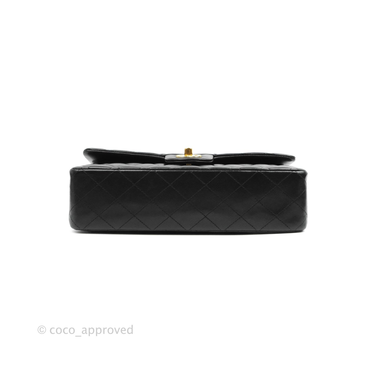 Chanel Classic M/L Medium Double Flap Black Lambskin Gold Hardware