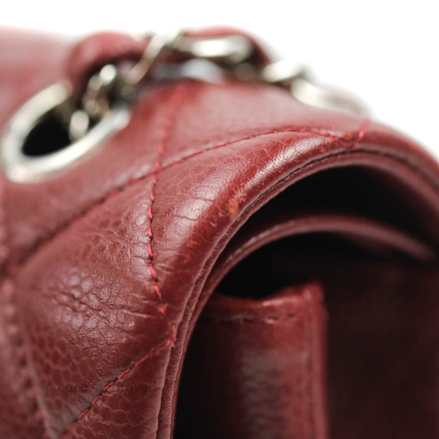 Chanel Classic M/L Medium Double Flap Red Caviar Silver Hardware