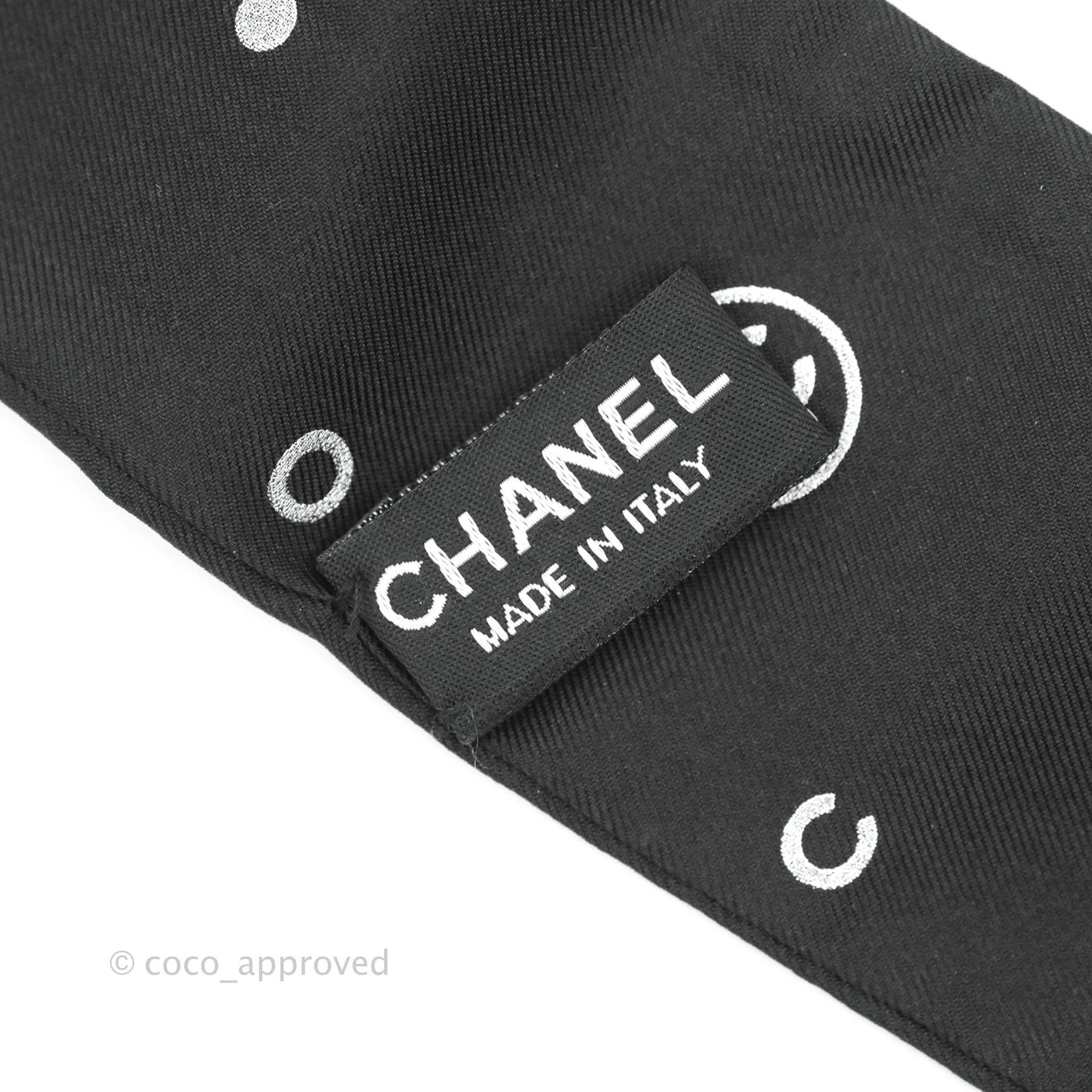 Chanel CC Silk Twilly in Black & White
