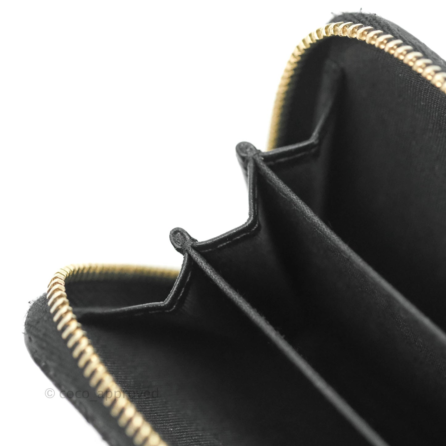Chanel Camellia Embossed Zipped Coin Purse Black Calfskin Gold Hardware