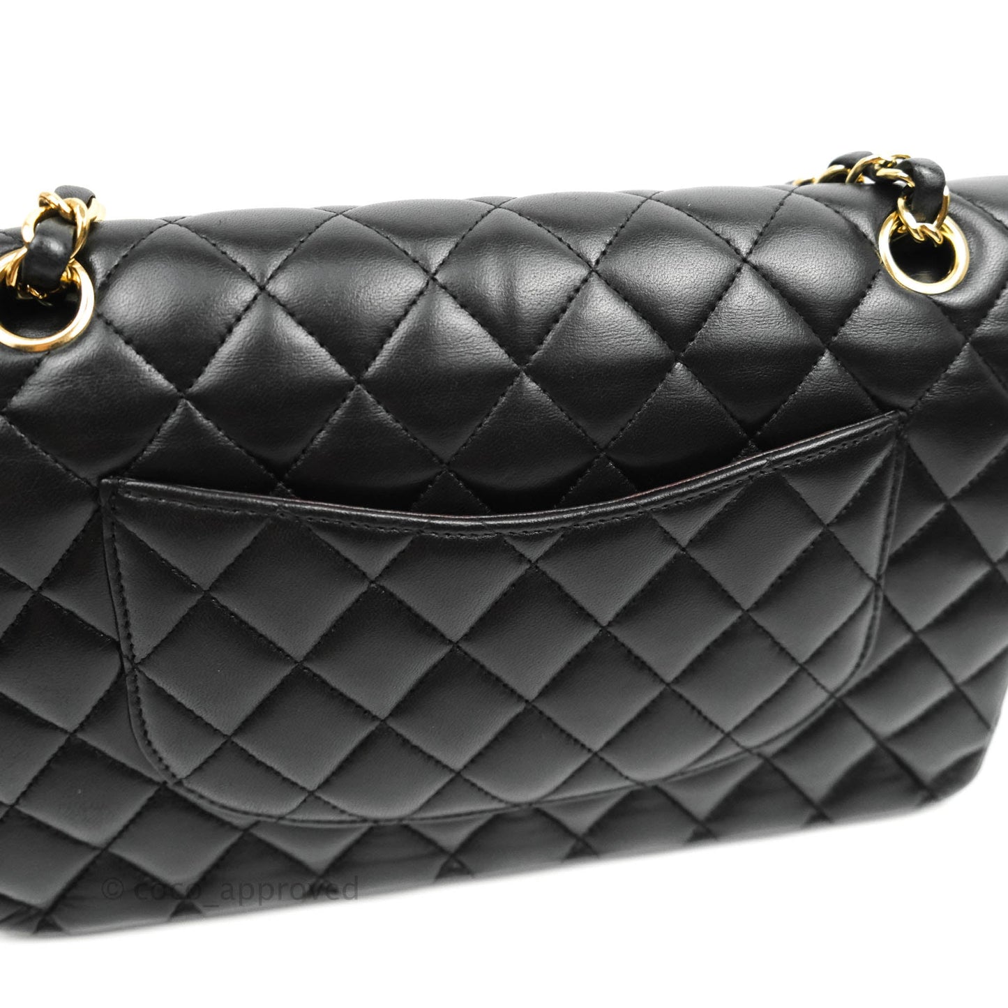 Chanel Classic M/L Medium Double Flap Black Lambskin Gold Hardware