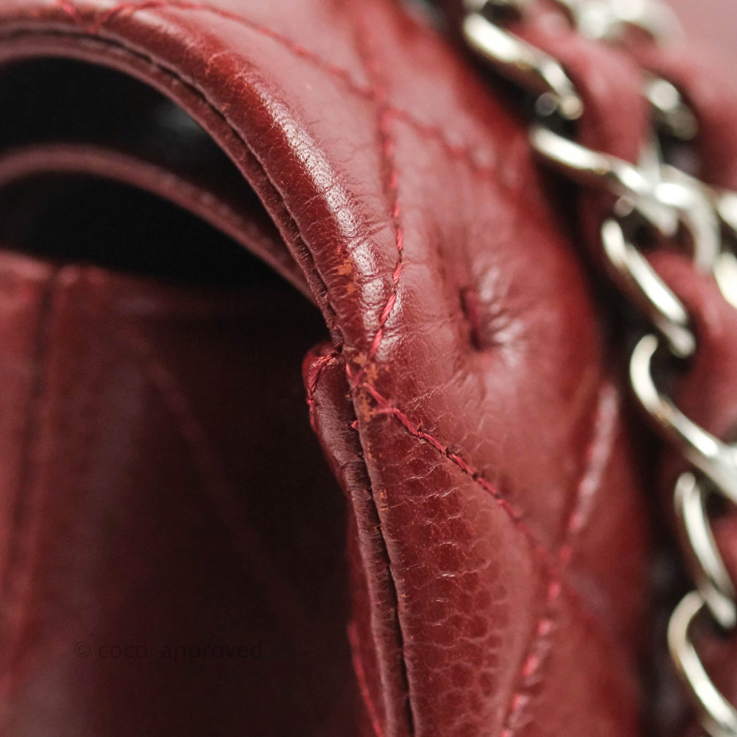 Chanel Classic M/L Medium Double Flap Red Caviar Silver Hardware