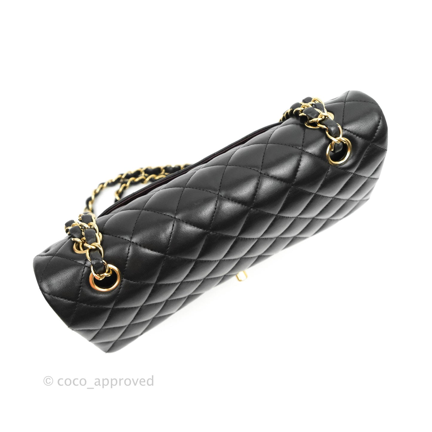 Chanel Classic M/L Medium Double Flap Black Lambskin Gold Hardware