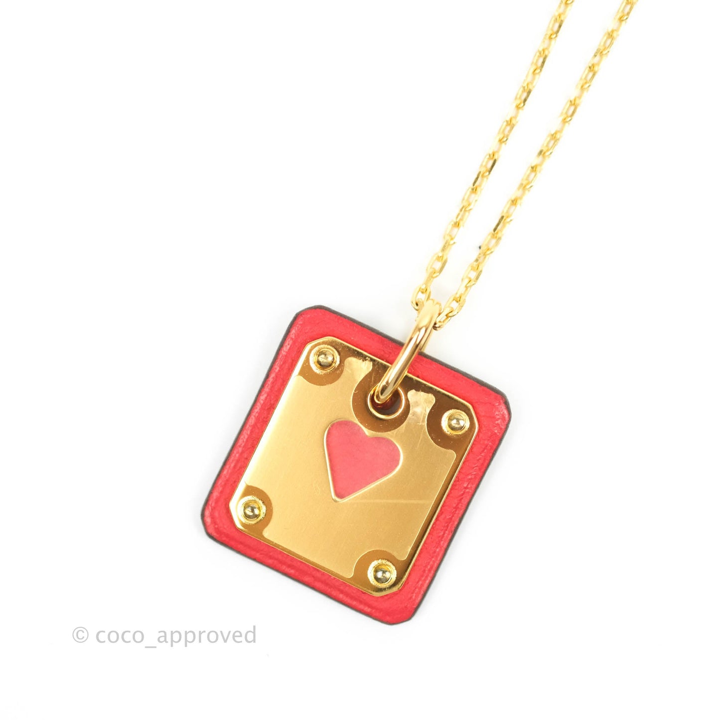 Hermès Small As De Coeur Pendant Red Swift Gold Hardware