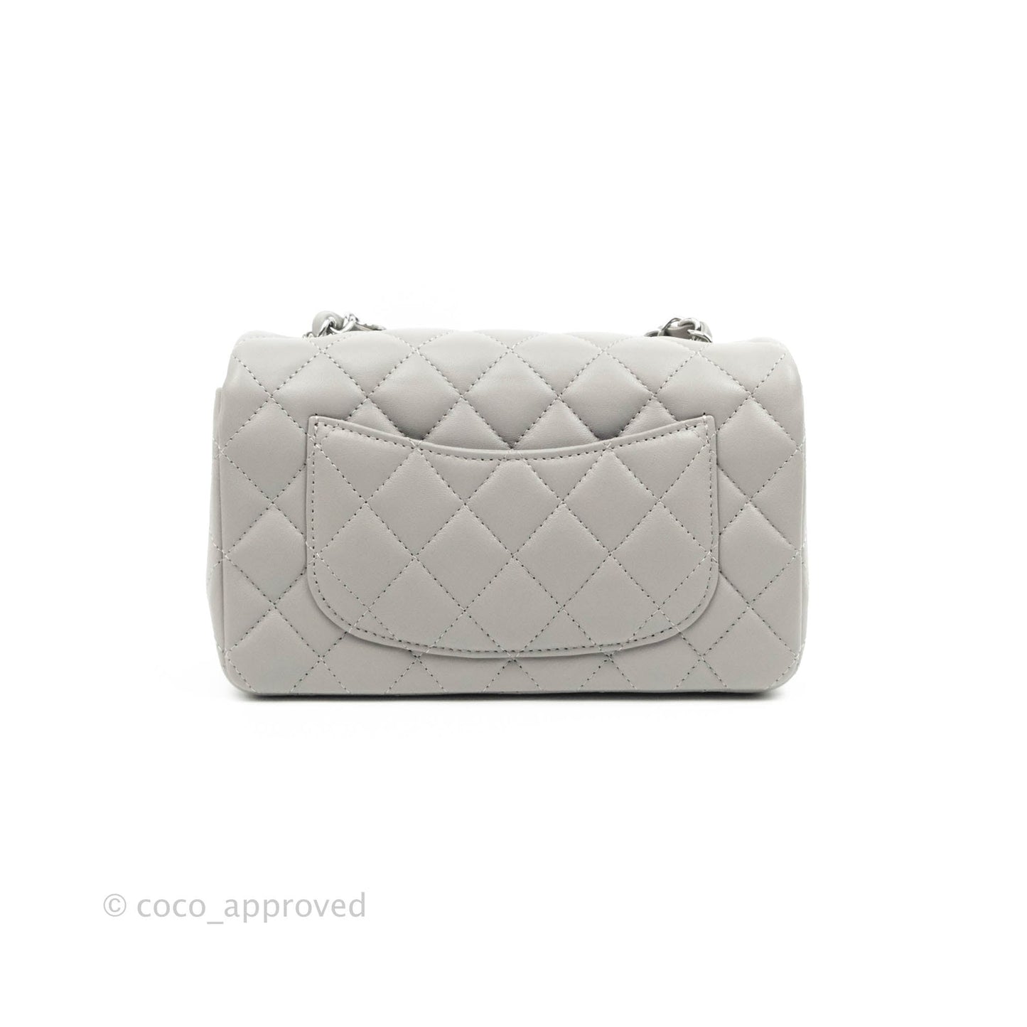 Chanel Quilted Mini Rectangular Grey Lambskin Silver Hardware 21B