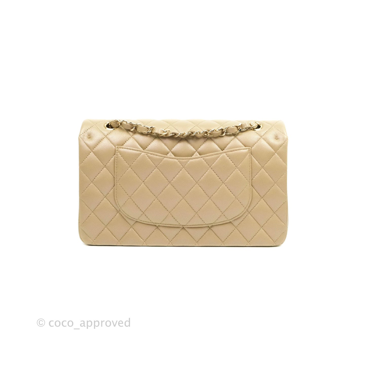Chanel M/L Medium Double Flap Bag Iridescent Dark Beige Caviar Gold Hardware 21S