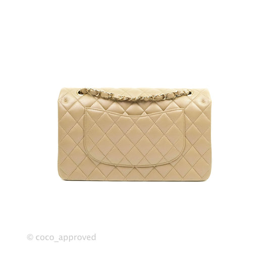 Chanel M/L Medium Double Flap Bag Iridescent Dark Beige Caviar Gold Hardware 21S