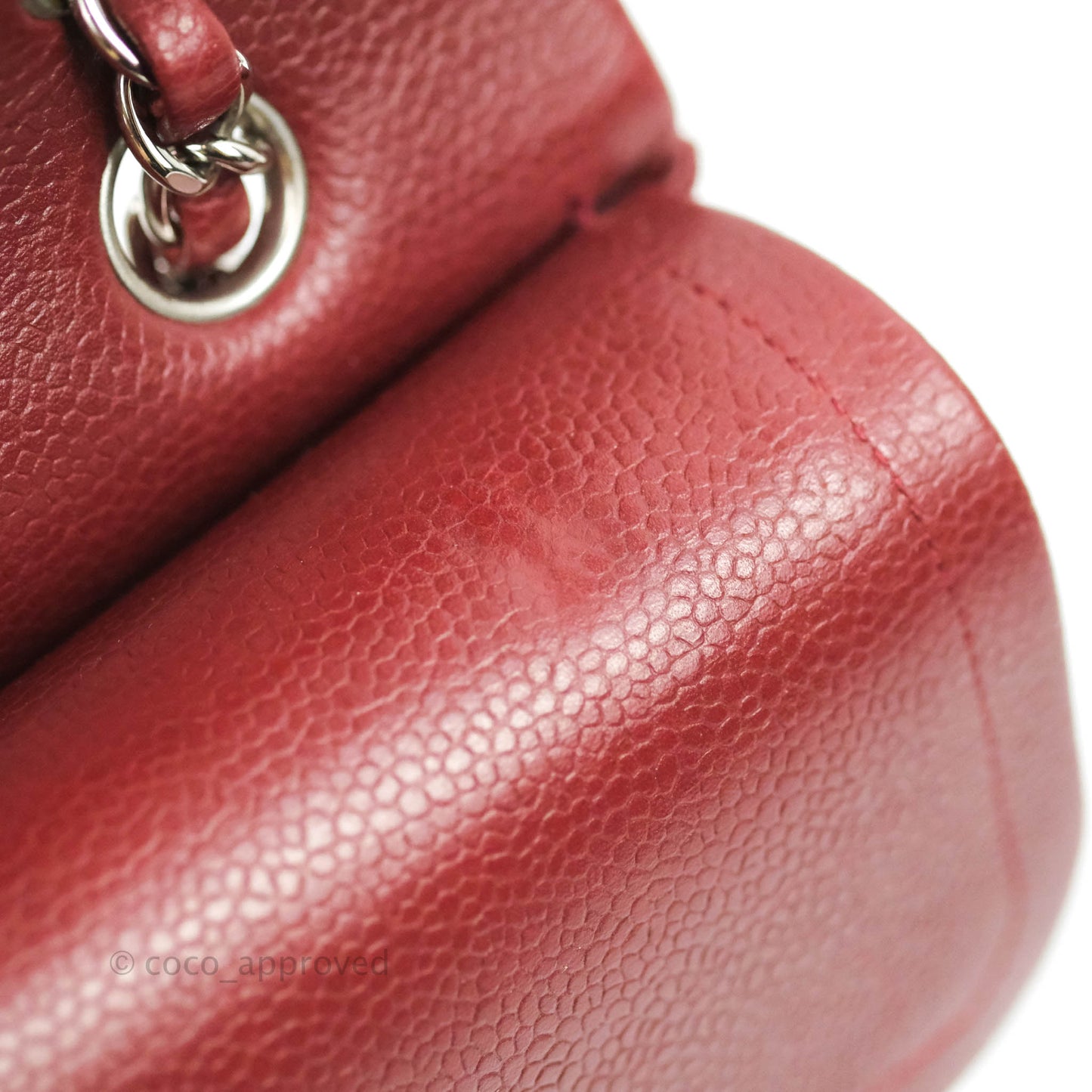Chanel Classic M/L Medium Double Flap Red Caviar Silver Hardware