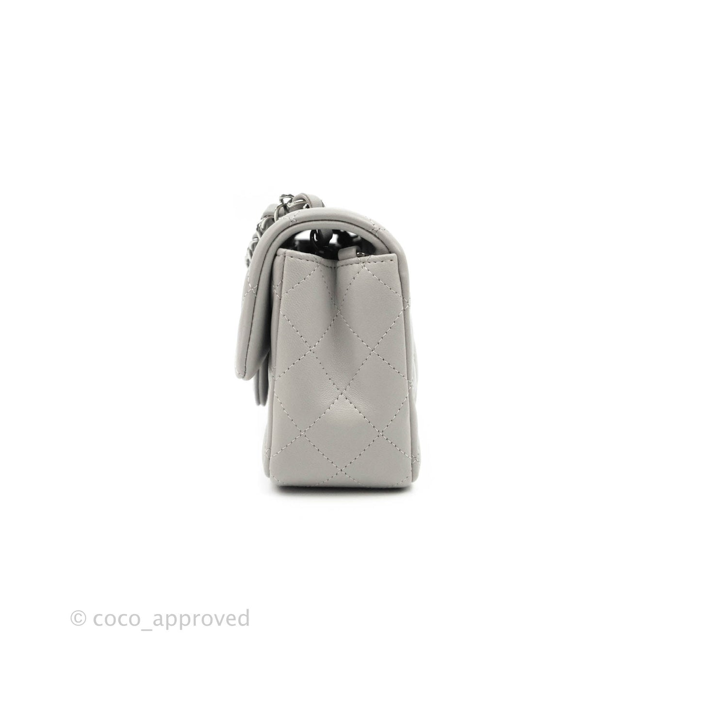 Chanel Quilted Mini Rectangular Grey Lambskin Silver Hardware 21B