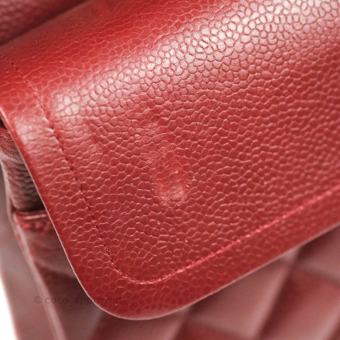 Chanel Classic M/L Medium Double Flap Red Caviar Silver Hardware