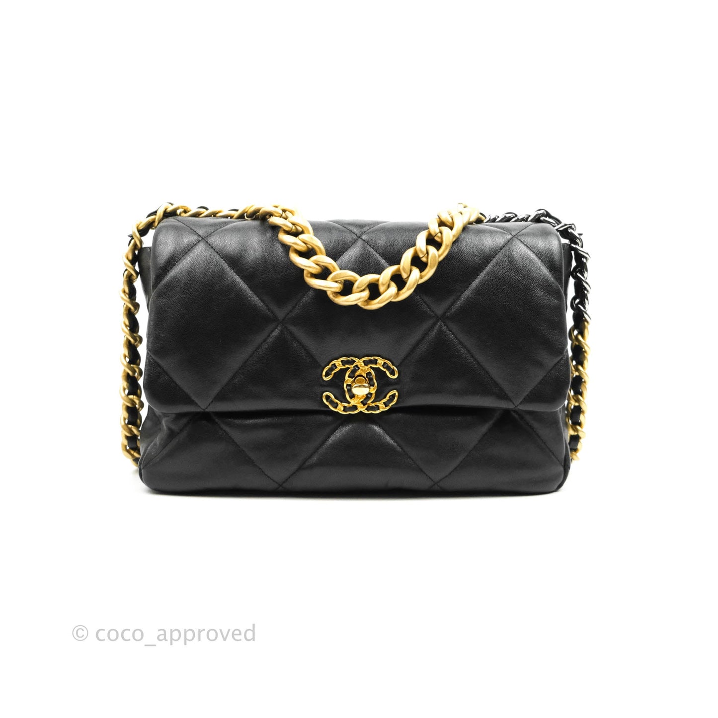 Chanel 19 Medium Black Goatskin Mixed Hardware