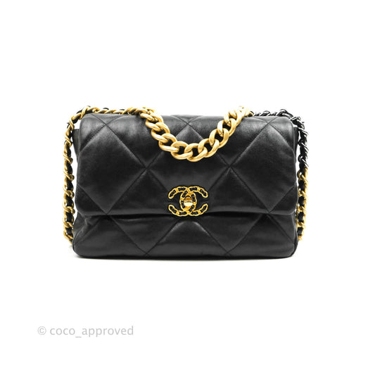 Chanel 19 Medium Black Goatskin Mixed Hardware