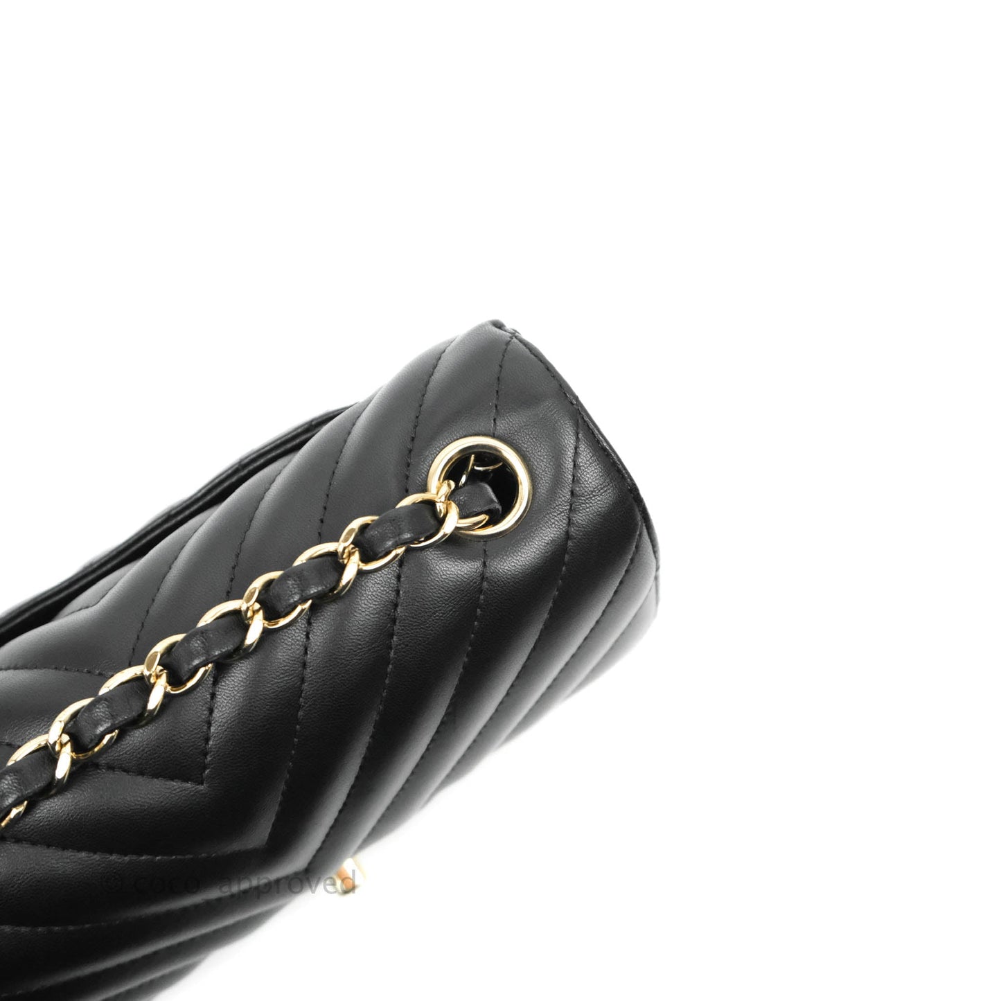 Chanel Chevron Mini Rectangular Flap Black Lambskin Gold Hardware
