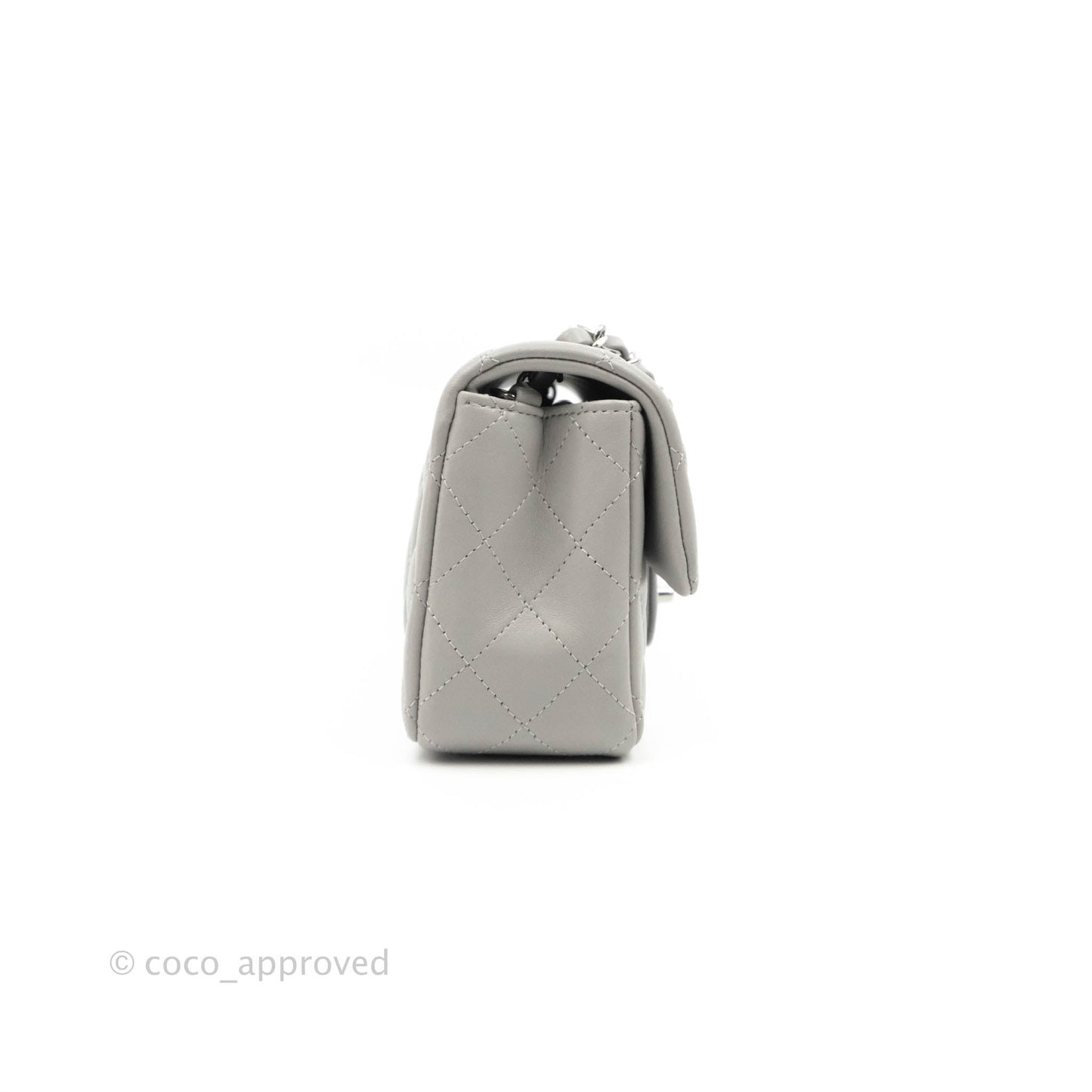 Chanel Quilted Mini Rectangular Grey Lambskin Silver Hardware 21B