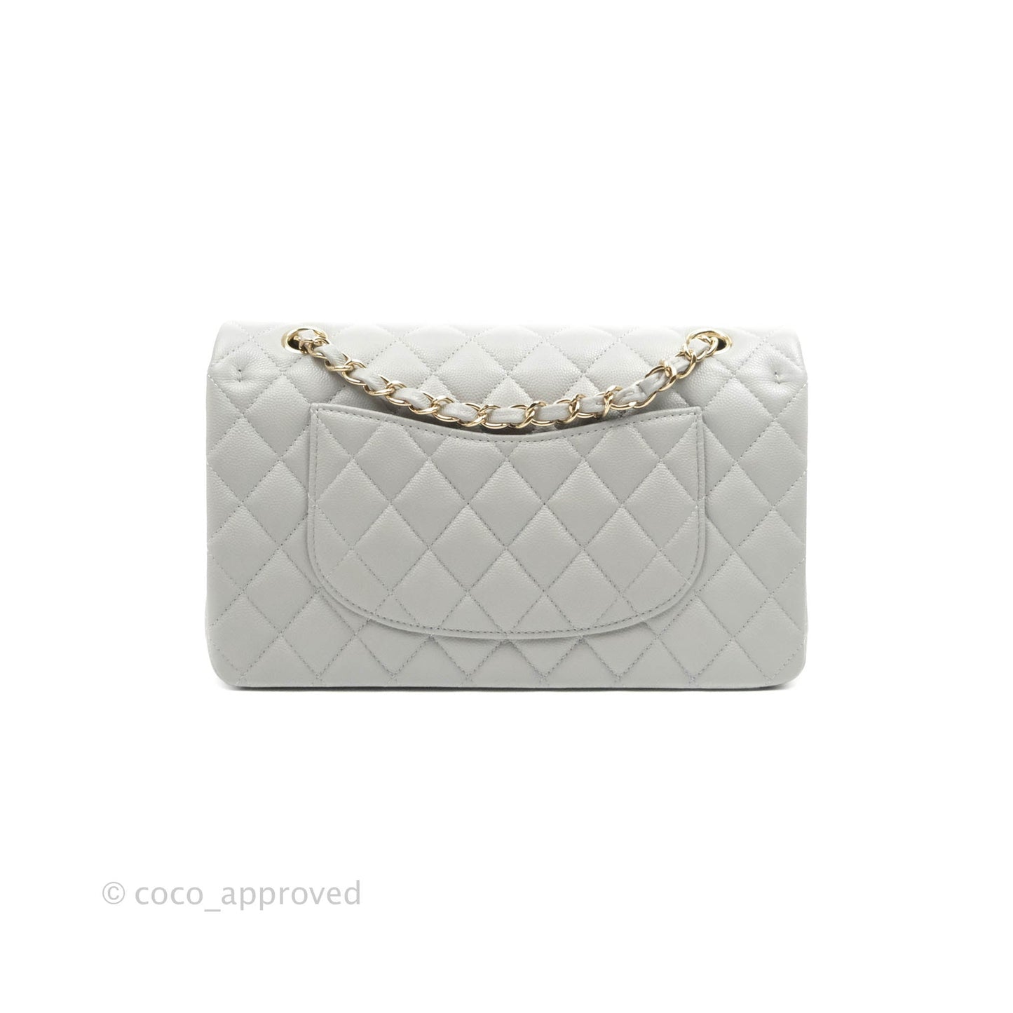 Chanel Classic M/L Medium Double Flap Grey Caviar Gold Hardware
