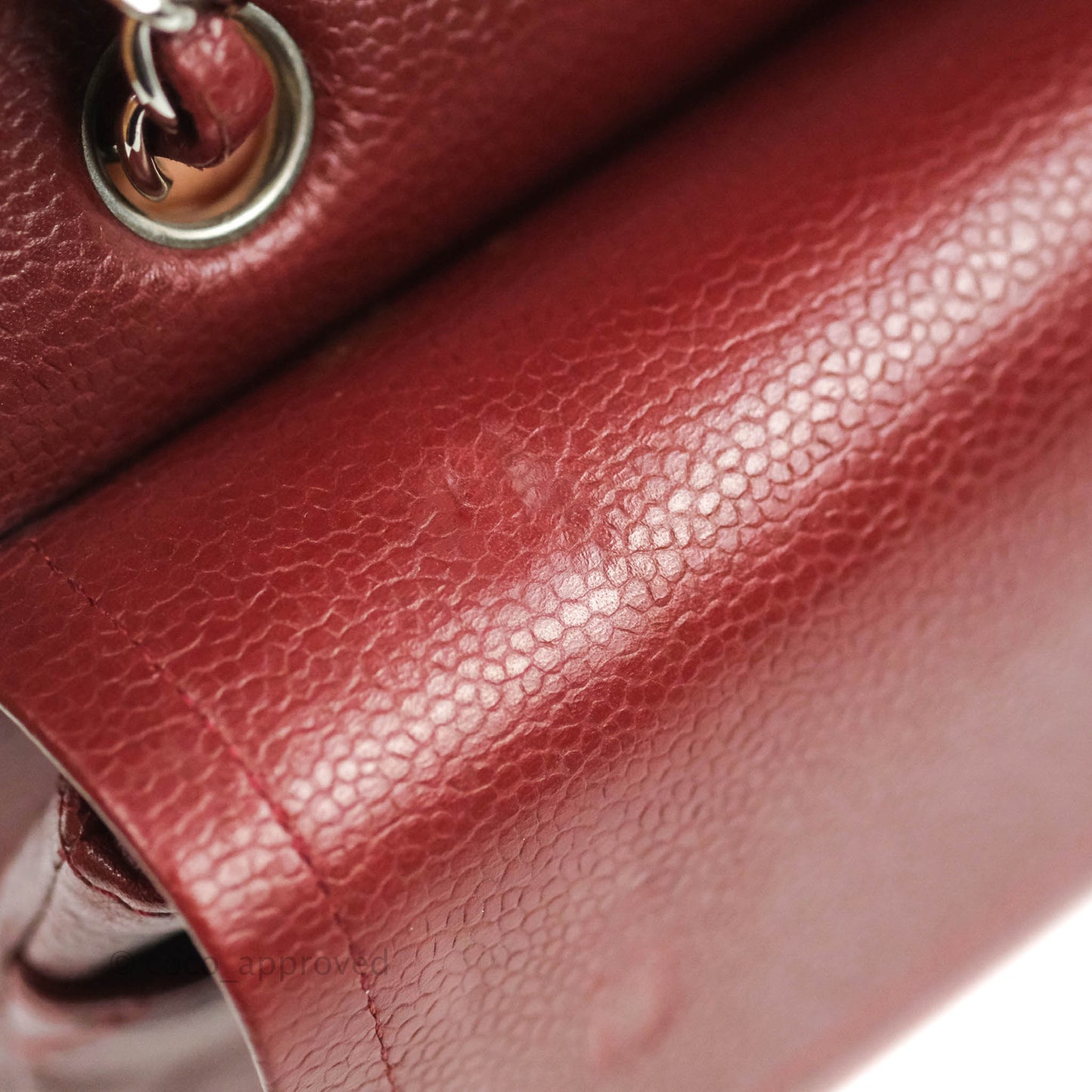 Chanel Classic M/L Medium Double Flap Red Caviar Silver Hardware