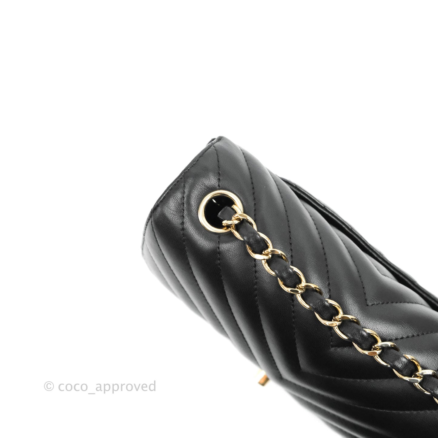 Chanel Chevron Mini Rectangular Flap Black Lambskin Gold Hardware