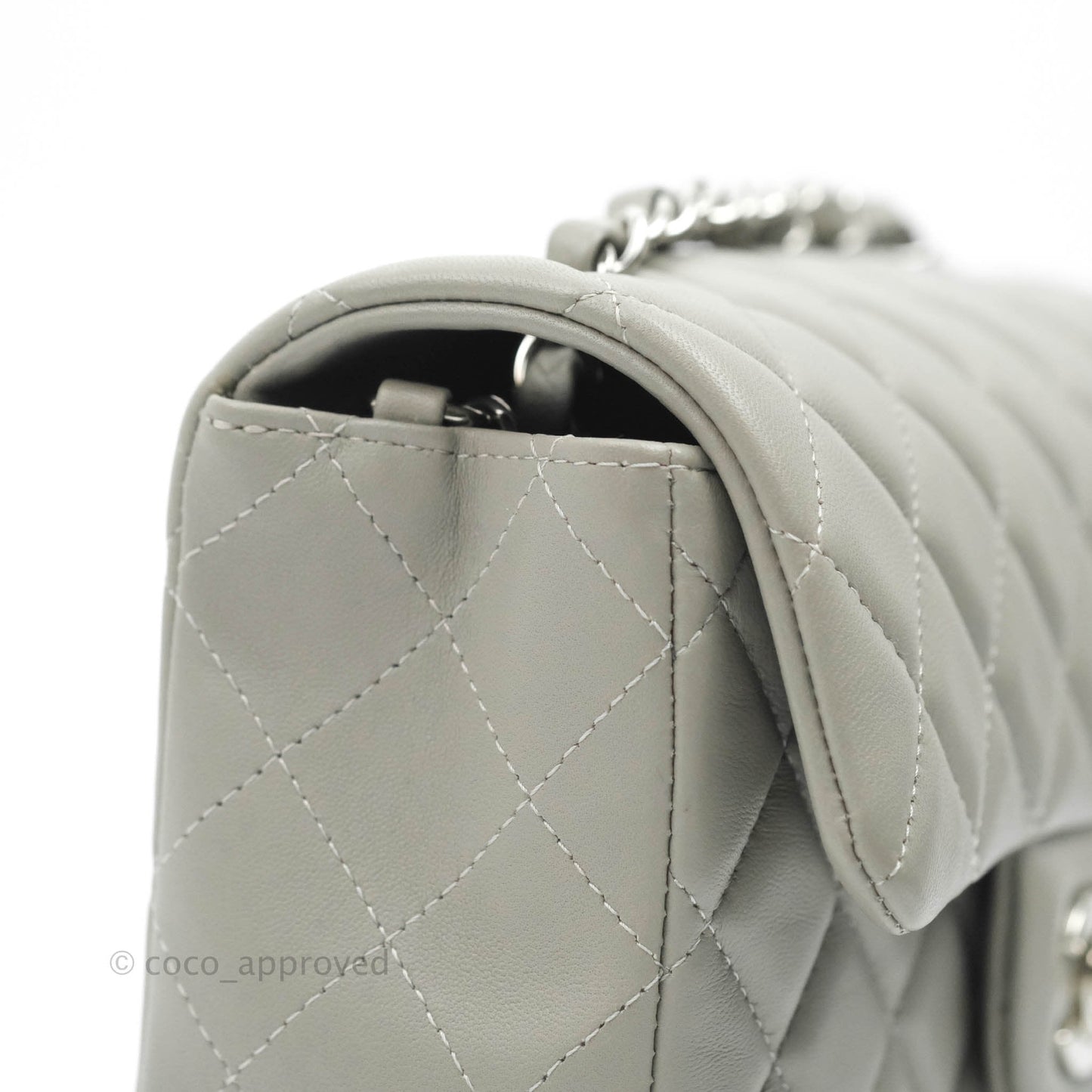 Chanel Quilted Mini Rectangular Grey Lambskin Silver Hardware 19B