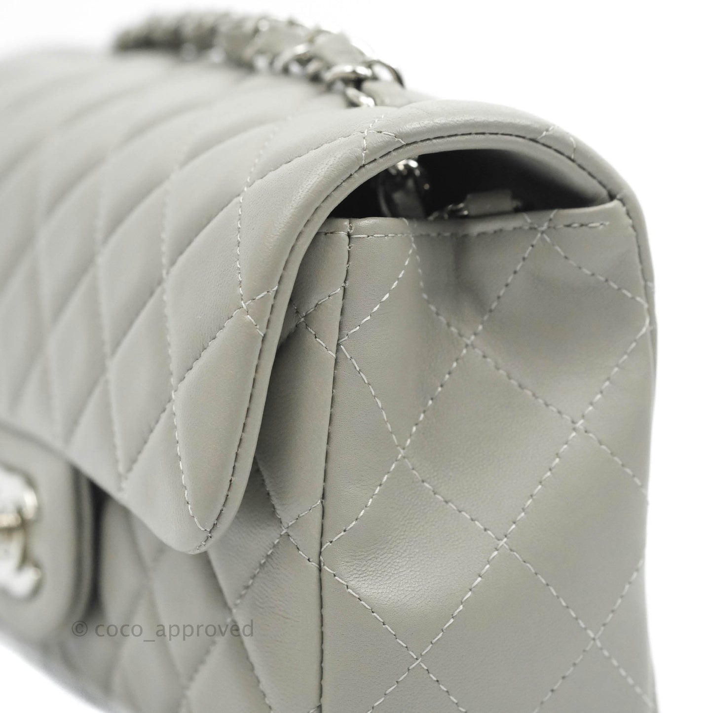 Chanel Quilted Mini Rectangular Grey Lambskin Silver Hardware 19B