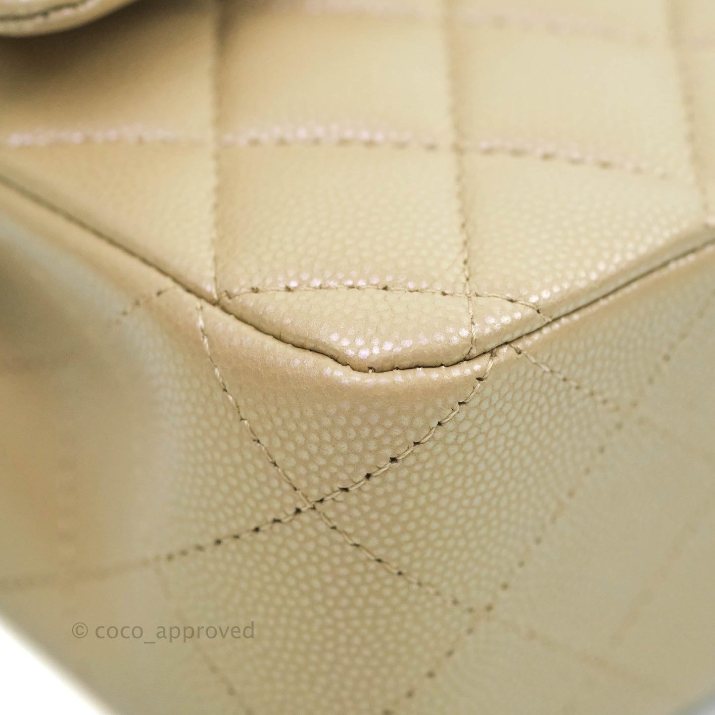 Chanel M/L Medium Double Flap Bag Iridescent Dark Beige Caviar Gold Hardware 21S