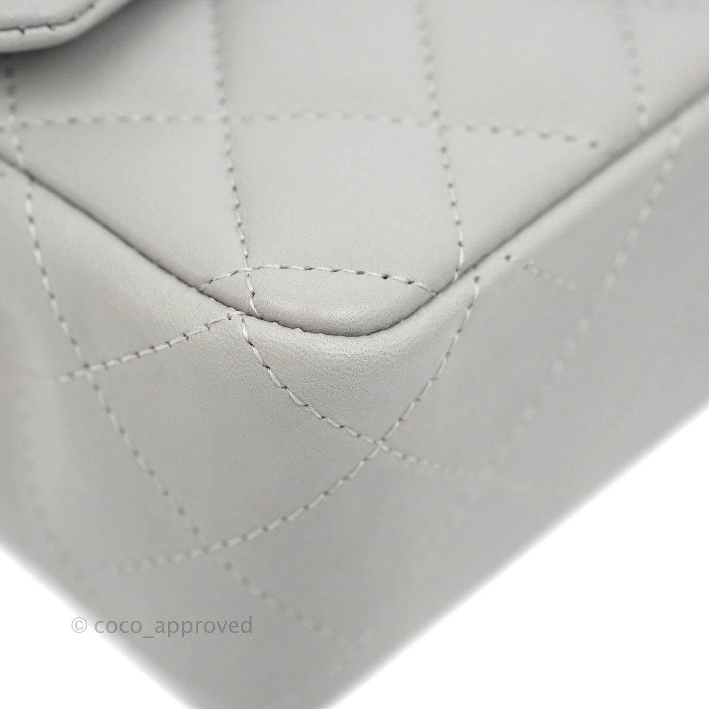 Chanel Quilted Mini Rectangular Grey Lambskin Silver Hardware 21B