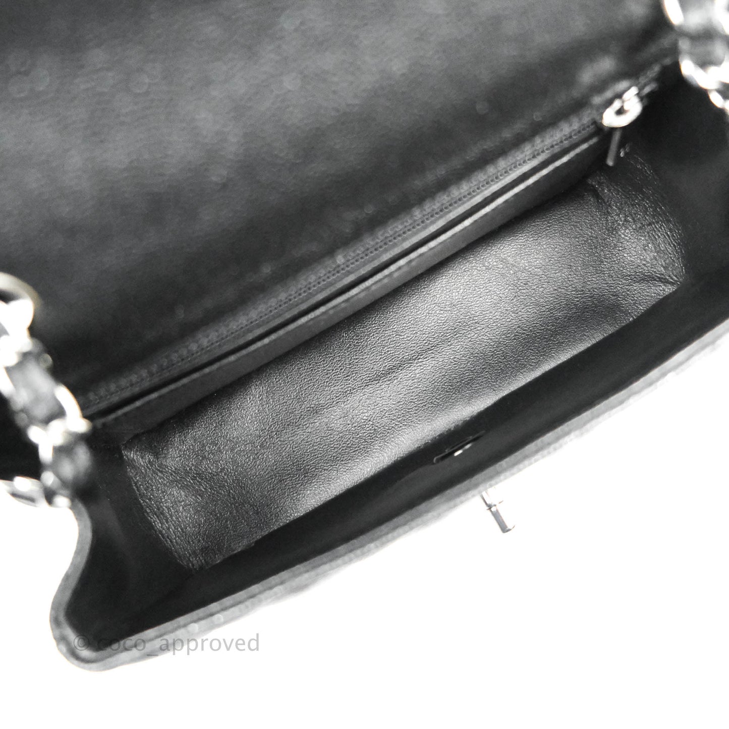 Chanel Quilted Mini Rectangular Iridescent Black Caviar Gun Metal 18C