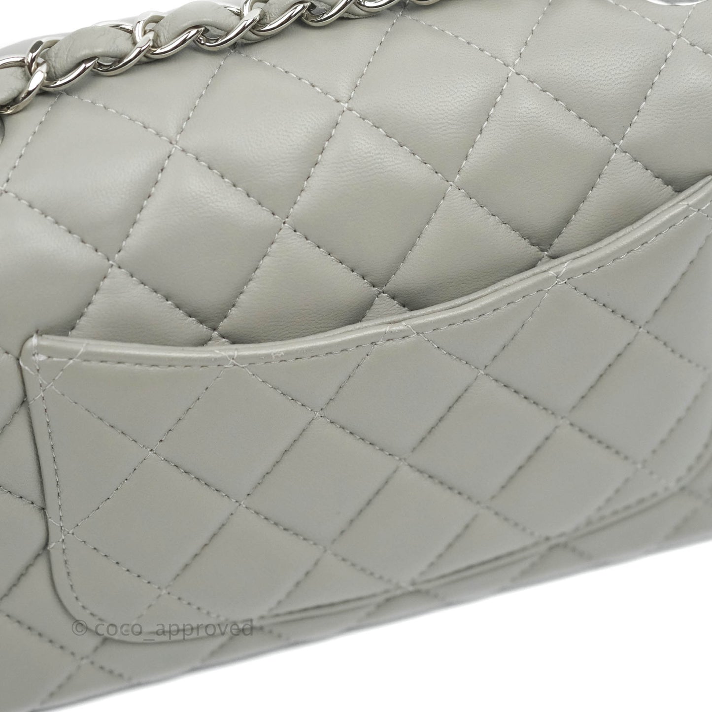 Chanel Quilted Mini Rectangular Grey Lambskin Silver Hardware 19B