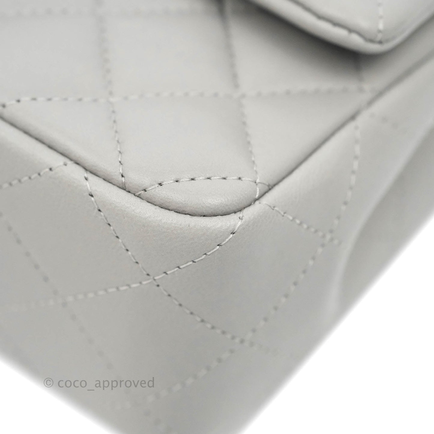Chanel Quilted Mini Rectangular Grey Lambskin Silver Hardware 21B