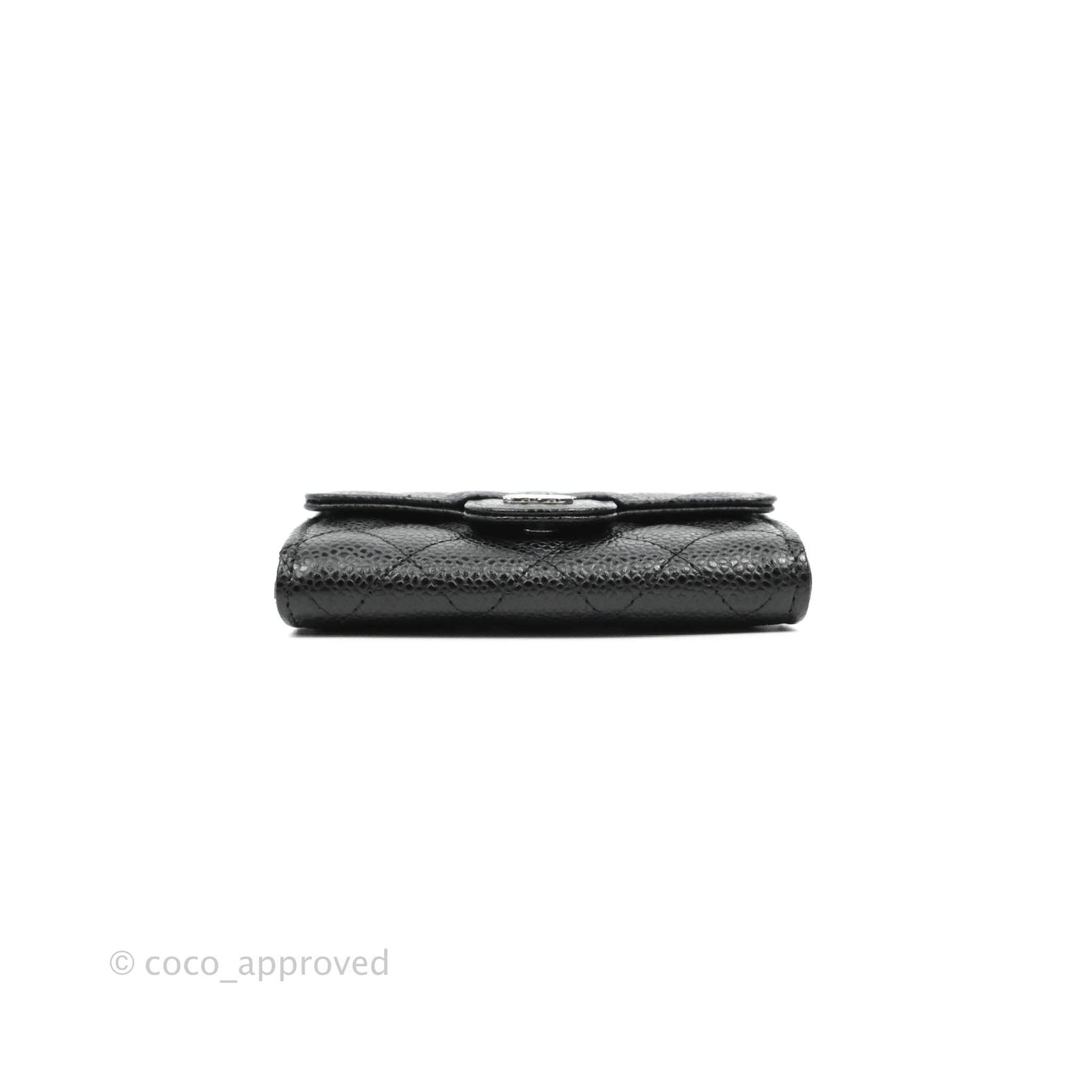 Chanel Quilted Flap Card Holder Black Caviar Silver Hardware