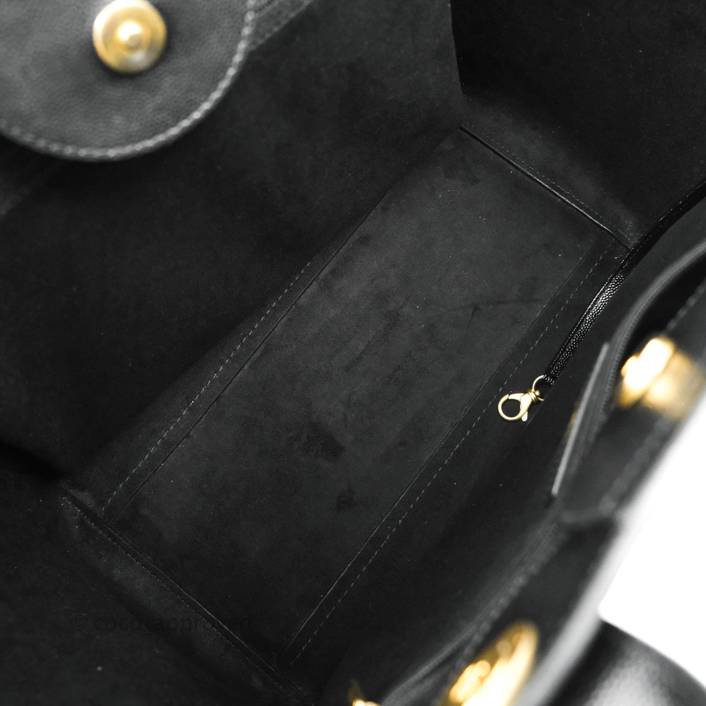 Chanel Small Studded Black Caviar Deauville Shopping Bag Aged Gold Hardware