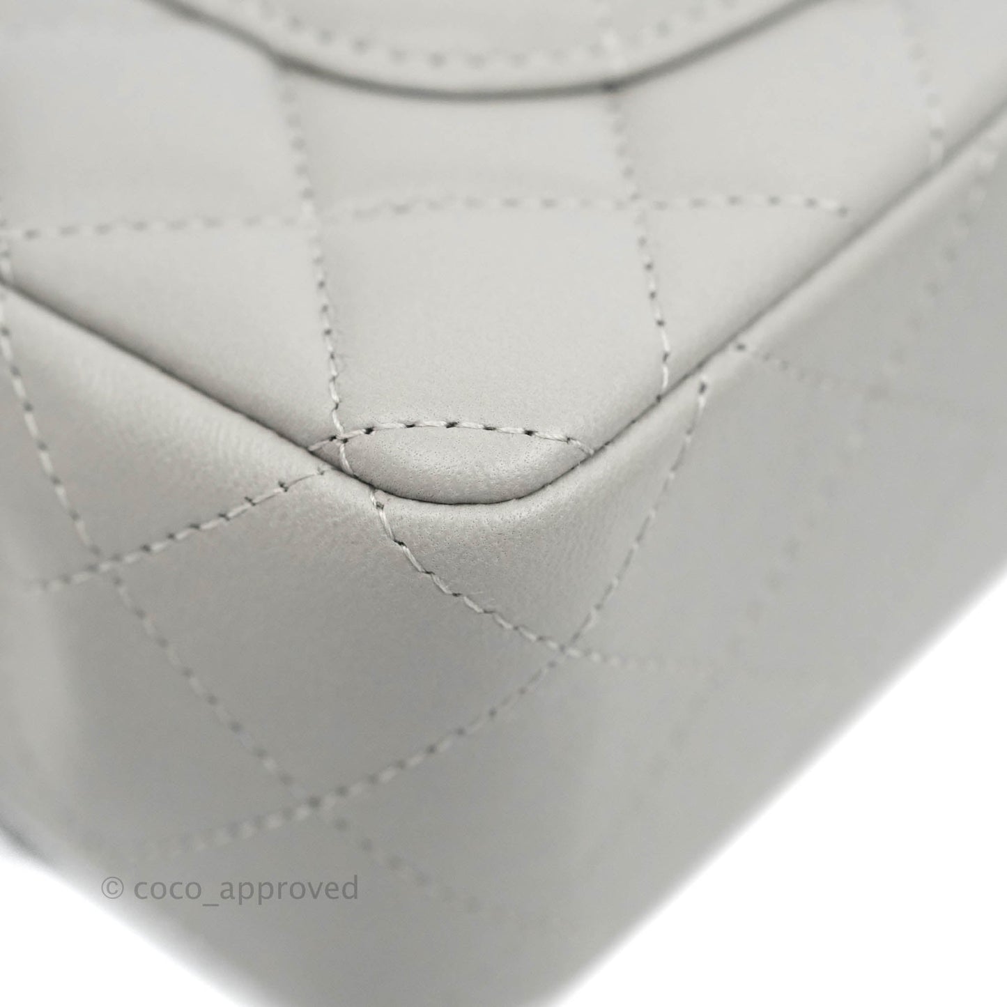 Chanel Quilted Mini Rectangular Grey Lambskin Silver Hardware 21B