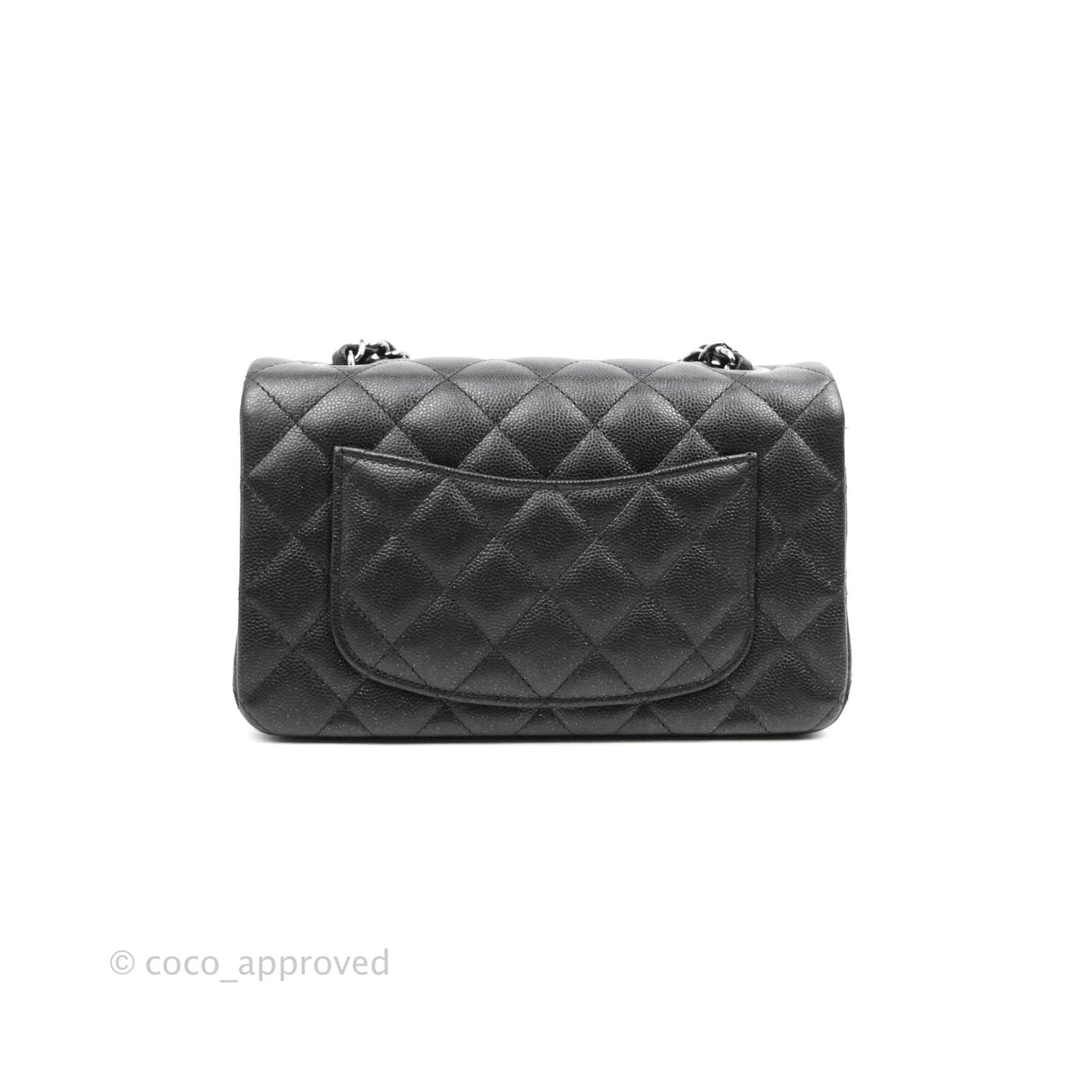 Chanel Quilted Mini Rectangular Iridescent Black Caviar Gun Metal 18C