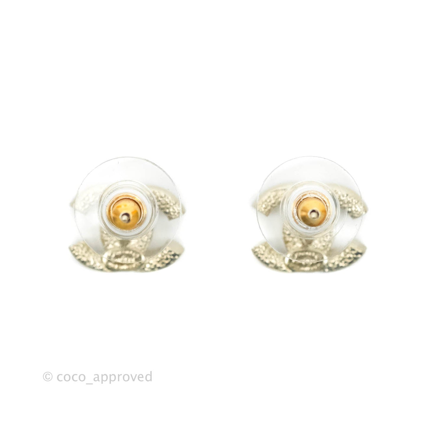Chanel CC Crystal Earrings Light Gold Tone 21V