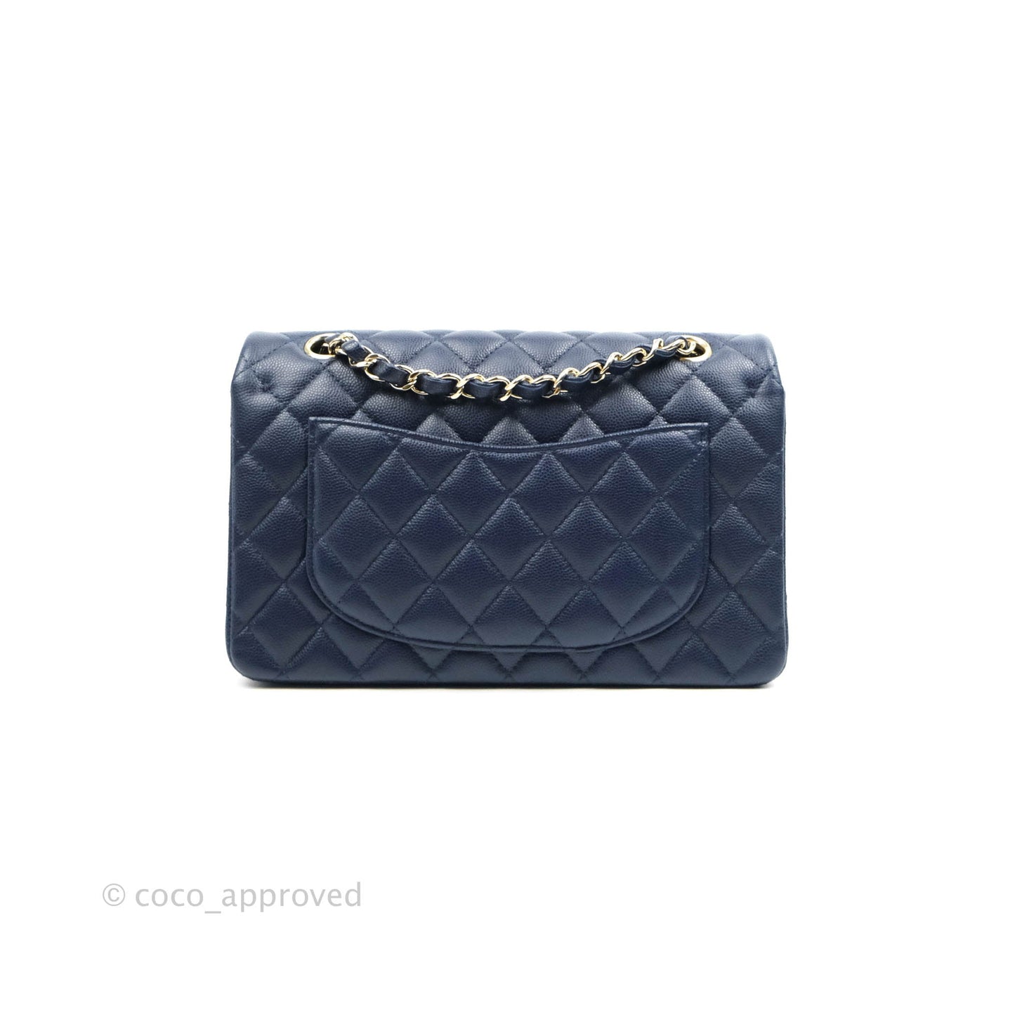 Chanel Classic Small S/M Flap Dark Blue Caviar Gold Hardware 21P