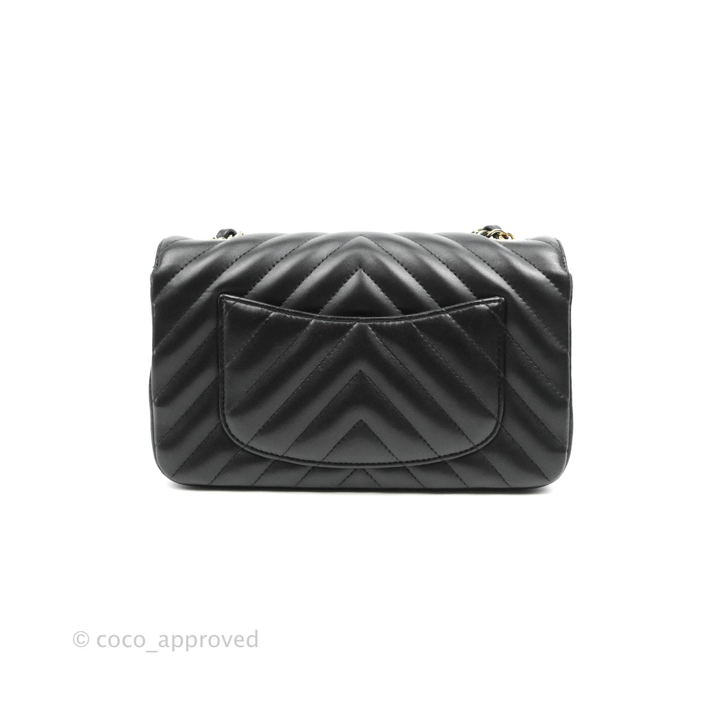 Chanel Chevron Mini Rectangular Flap Black Lambskin Gold Hardware