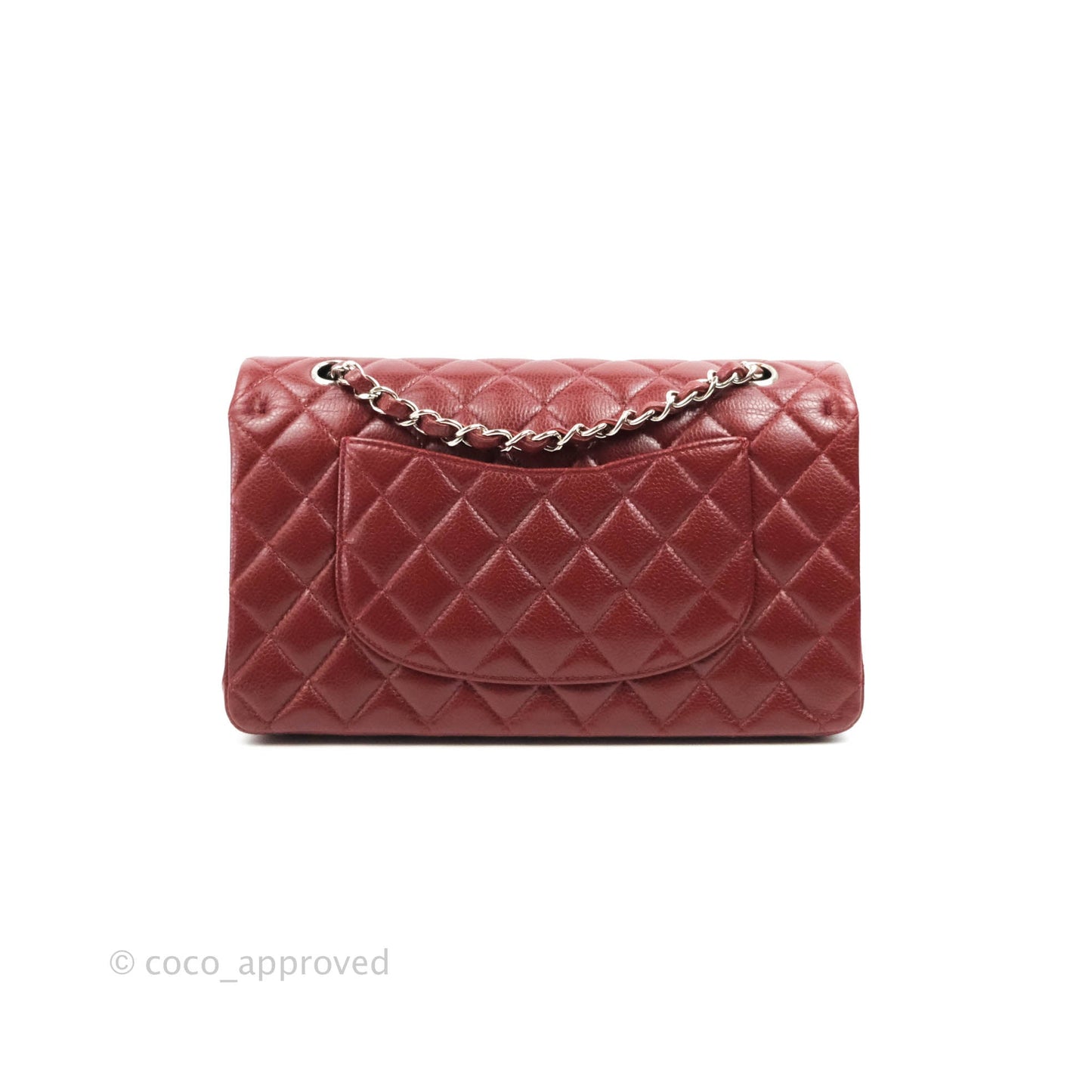 Chanel Classic M/L Medium Double Flap Red Caviar Silver Hardware