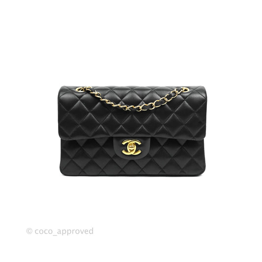 Chanel Classic Small S/M Flap Black Lambskin Gold Hardware