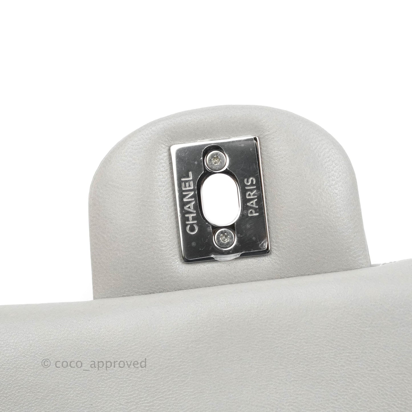 Chanel Quilted Mini Rectangular Grey Lambskin Silver Hardware 21B