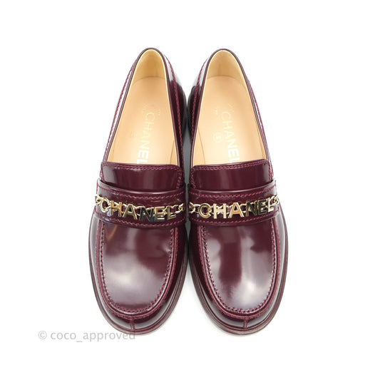 Chanel Patent Calfskin Bordeaux Loafers 21S Size 37