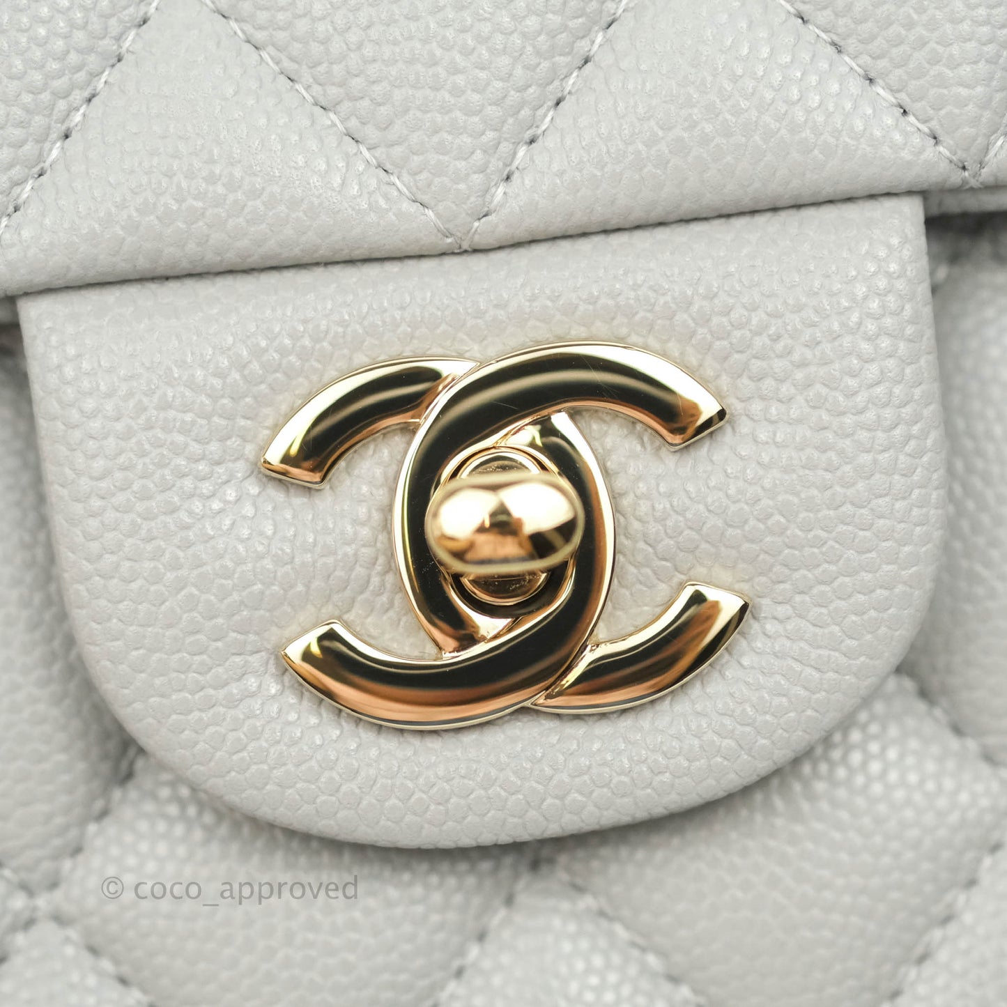 Chanel Classic M/L Medium Double Flap Grey Caviar Gold Hardware