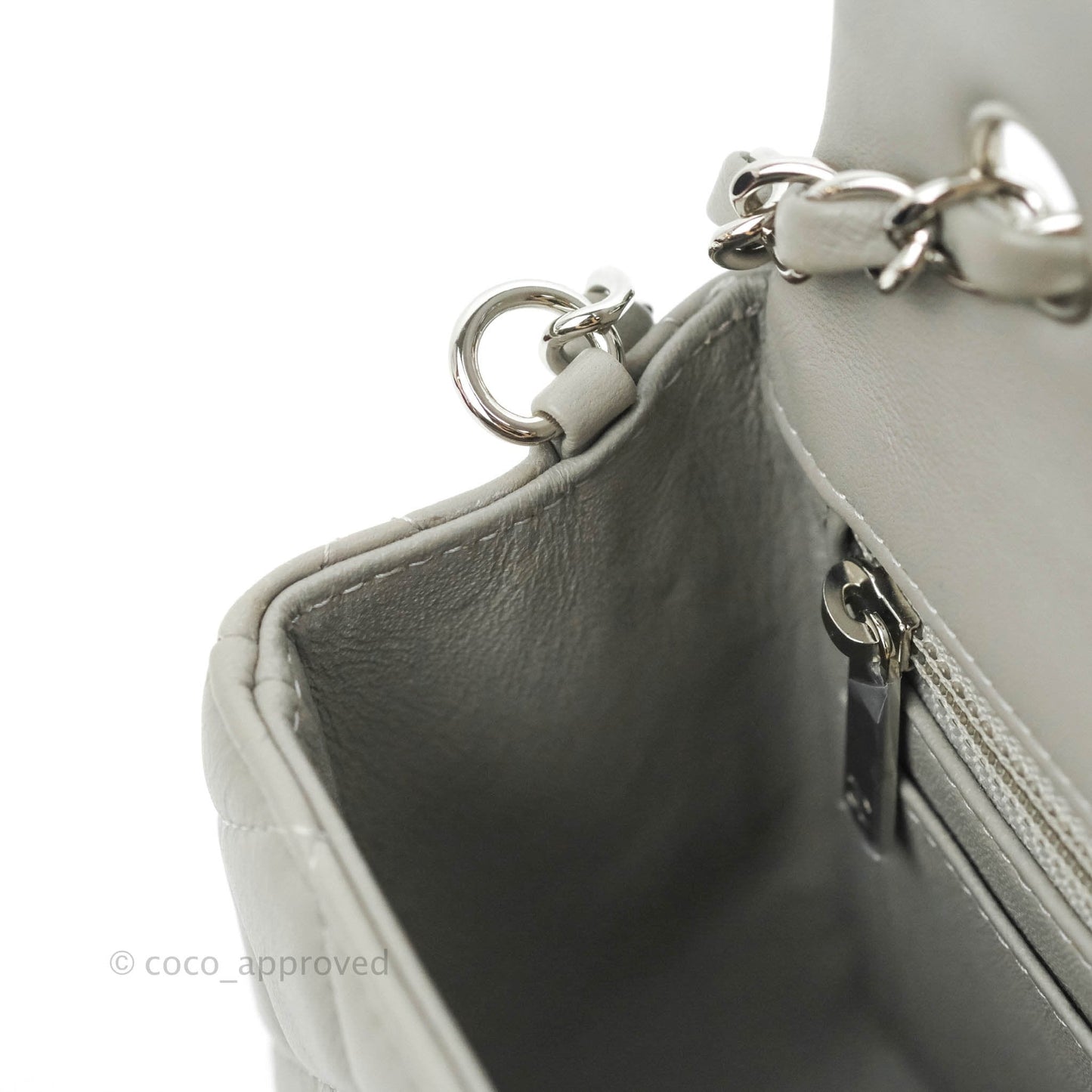 Chanel Quilted Mini Rectangular Grey Lambskin Silver Hardware 19B