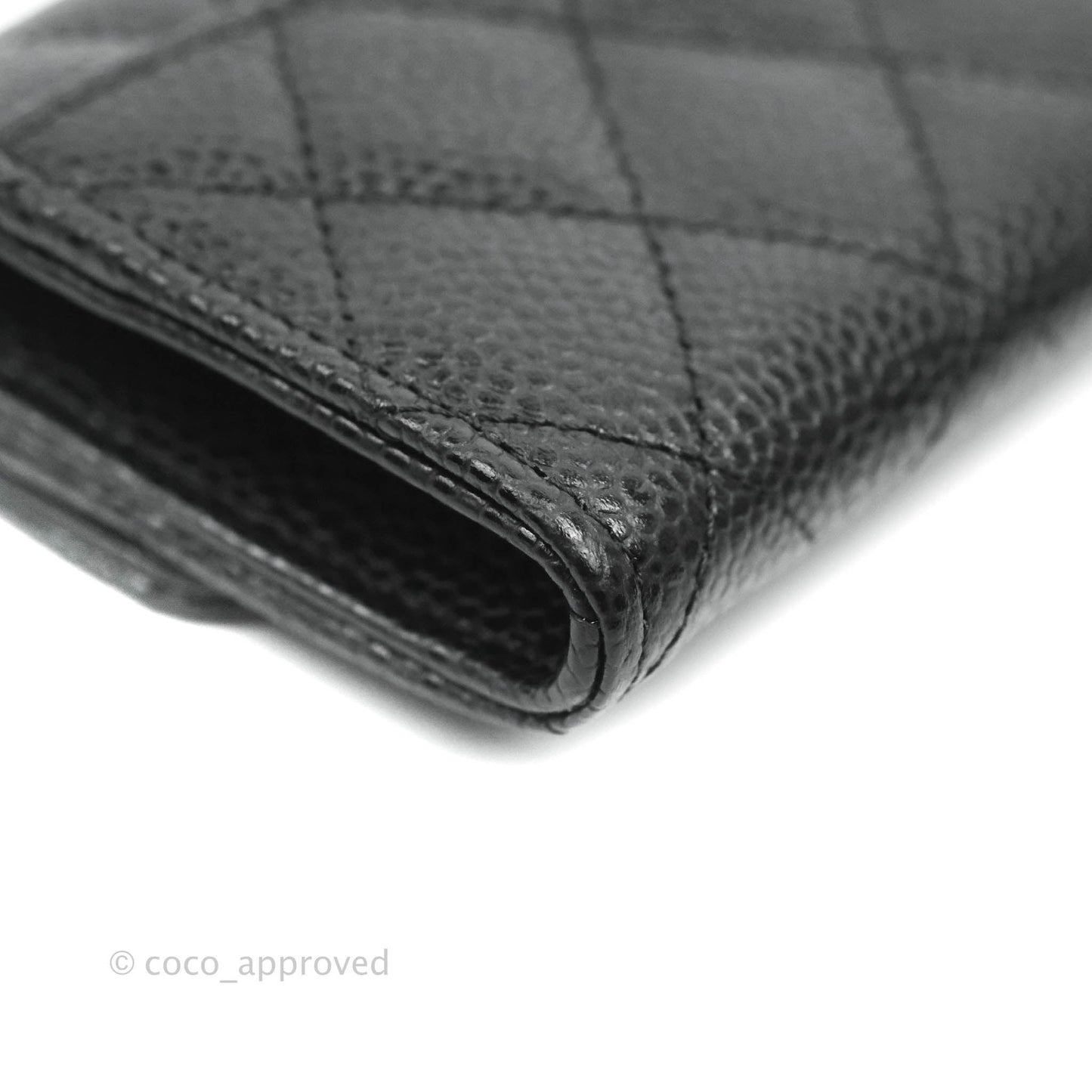 Chanel Quilted Flap Card Holder Black Caviar Silver Hardware