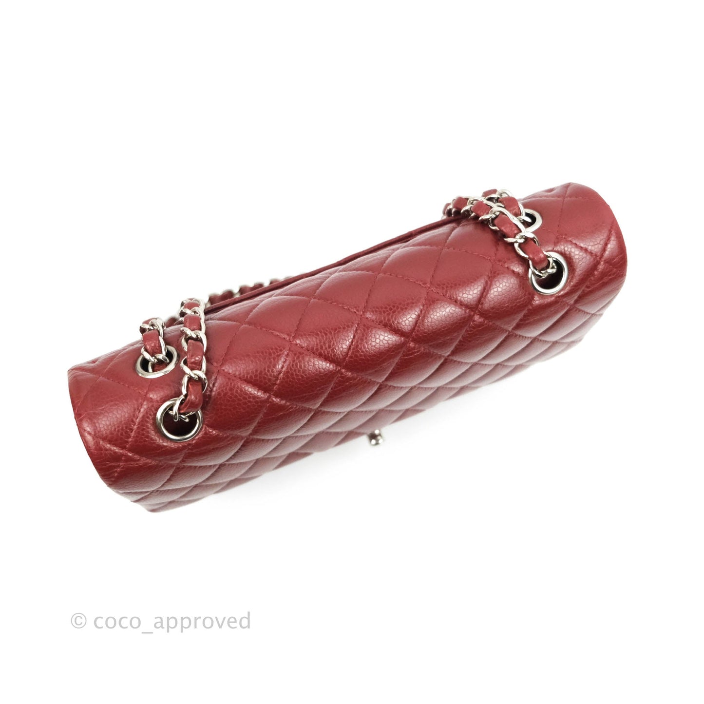 Chanel Classic M/L Medium Double Flap Red Caviar Silver Hardware
