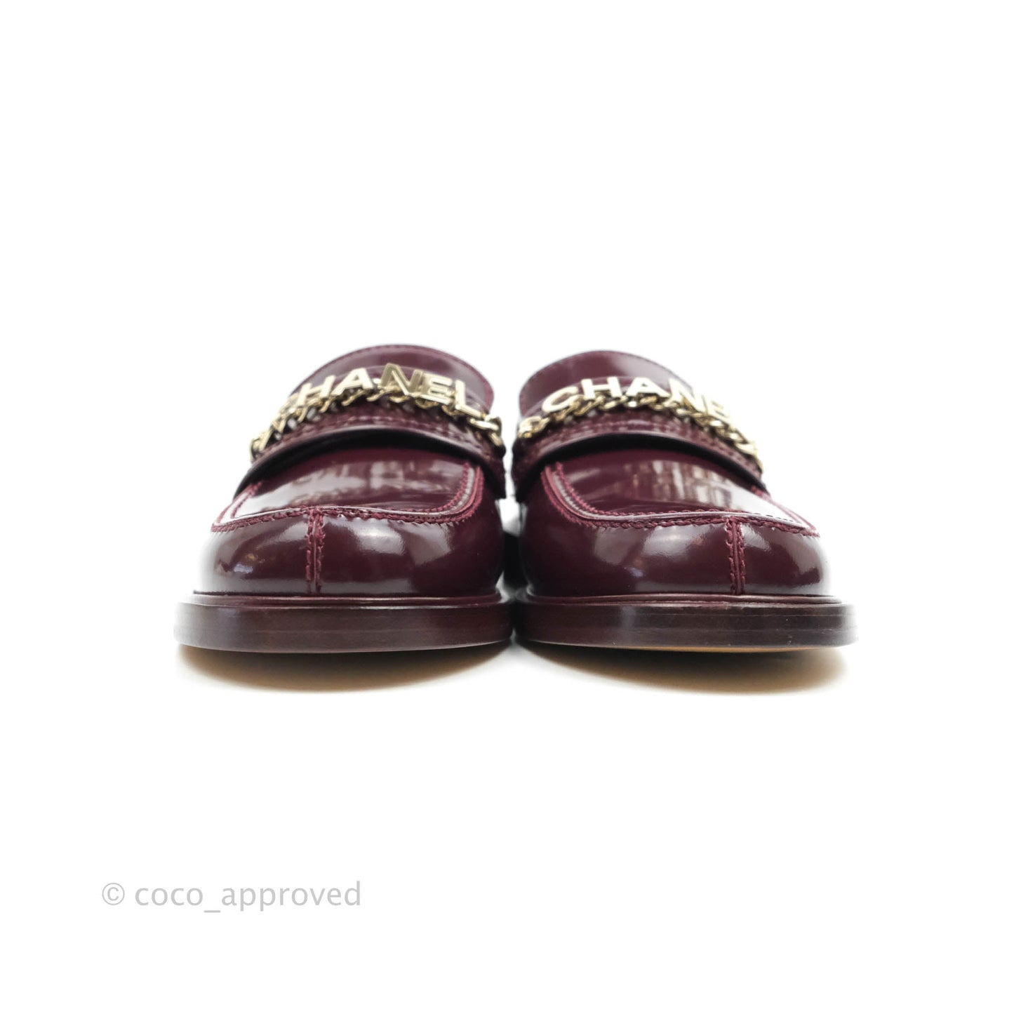 Chanel Patent Calfskin Bordeaux Loafers 21S Size 37