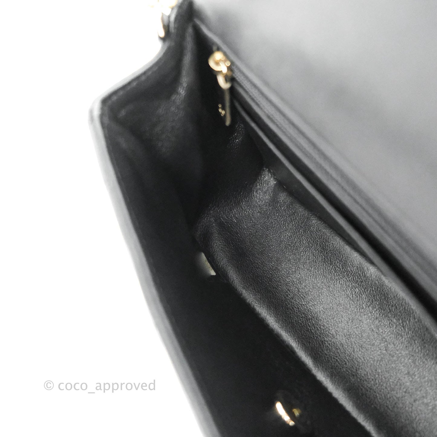 Chanel Chevron Mini Rectangular Flap Black Lambskin Gold Hardware