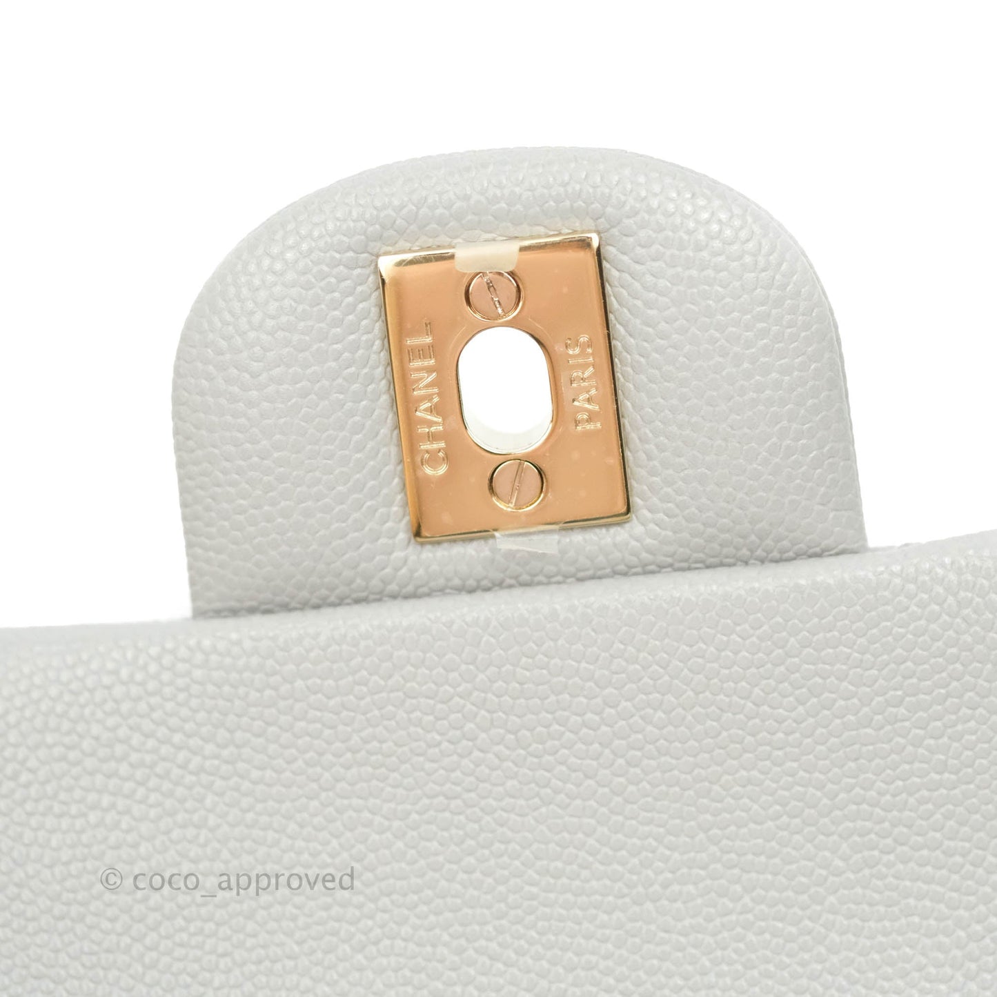 Chanel Classic M/L Medium Double Flap Grey Caviar Gold Hardware