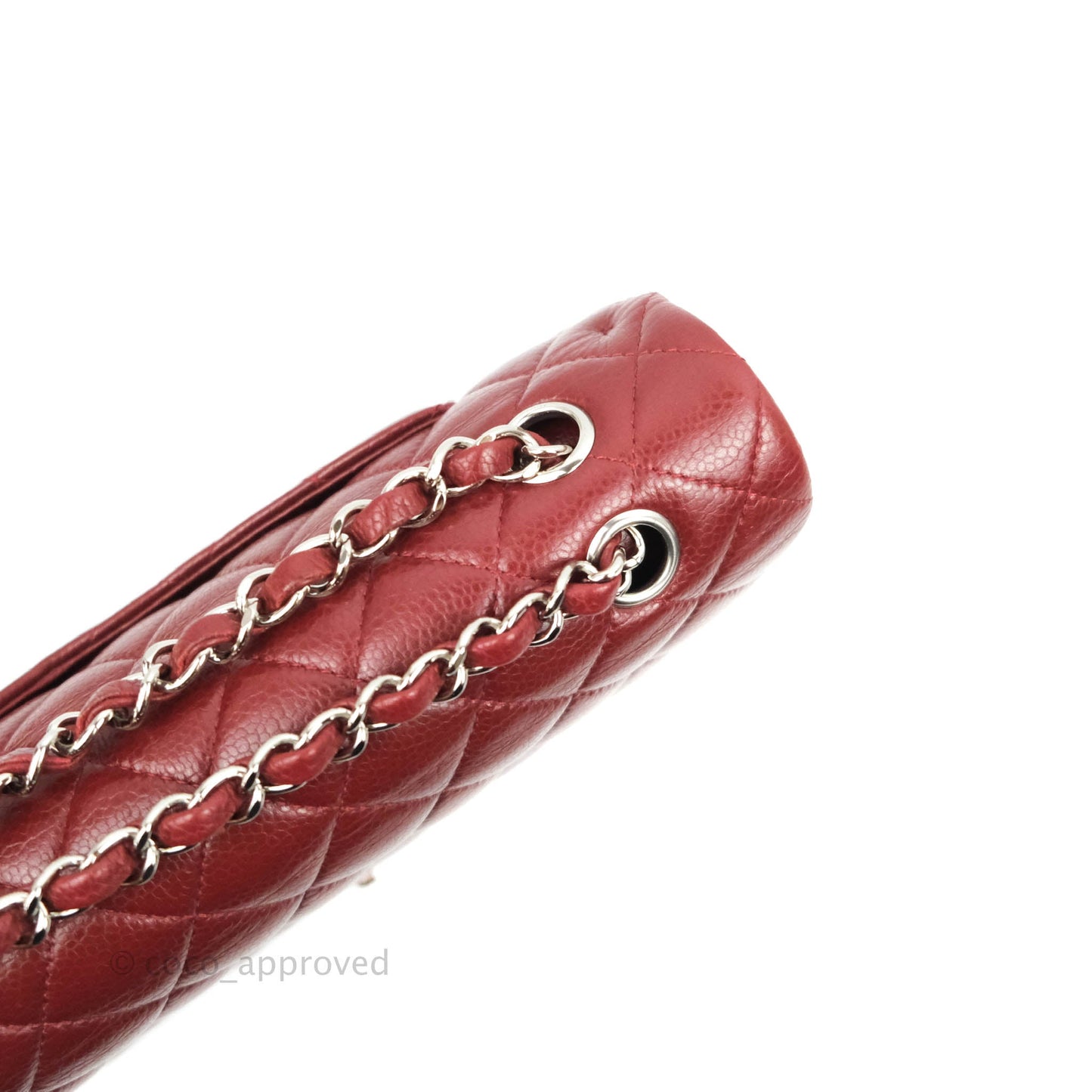Chanel Classic M/L Medium Double Flap Red Caviar Silver Hardware