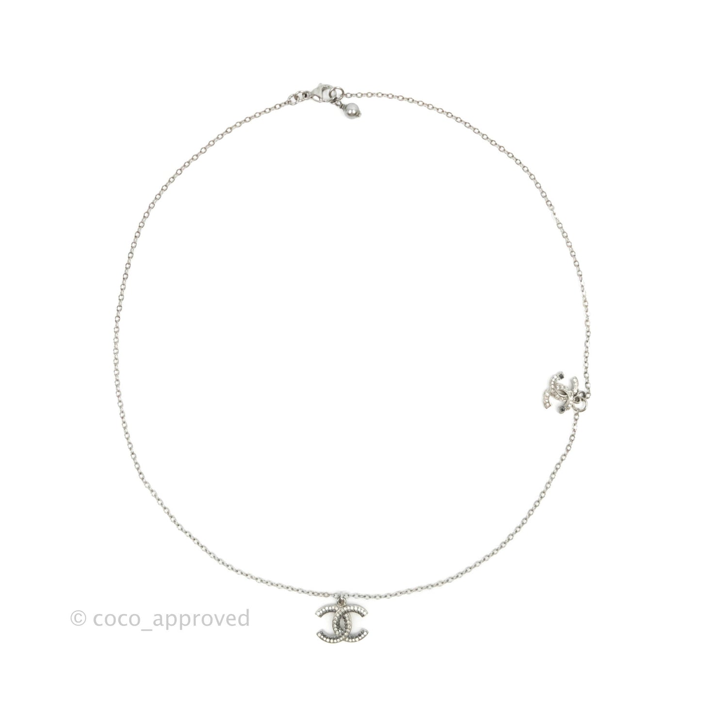 Chanel Crystal CC Necklace Gun Metal 17A